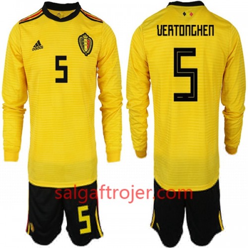 Belgien Fodboldtrøjer VERTONGHEN 5 Børn Udebanesæt VM 2018 Langærmet Belgien Fodboldtrøjer VERTONGHEN 5 Børn Udebanesæt VM 2018 Langærmet